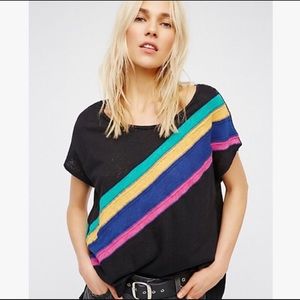We The Free Thein Diagonal Rainbow Stripe Tee